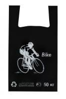 Пакет Майка ПНД (34+18)х55-24 50кг БАЙК черный 11,5г МПласт 100/1000