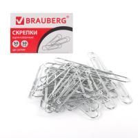 Скрепки 50мм 50шт оцинкованные BRAUBERG 1/10/300