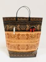 Пакет с пластмассовыми ручками (37х37+10) Золотой с карманами 10/50