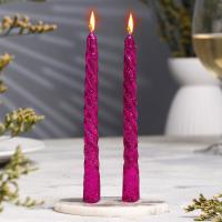 Свеча витая 1,5х15см сиреневая блестки (2шт) 1/360