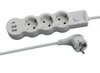 Удлинитель сетевой 1,5м 3 розетки 10А USB белый Космос (ПЭТ) 1/1