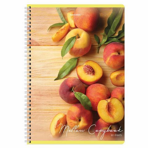 Тетрадь 80л А4 клетка гребень обложка картон Фрукты BRAUBERG 1/4/28