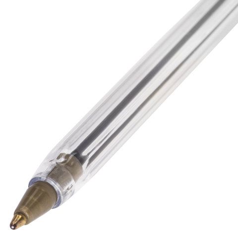 Ручка шариковая синяя узел 1мм линия 0,5мм корпус прозр STAFF Basic BP-01 1/50/2000