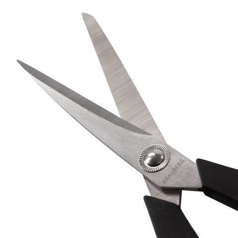 Ножницы 216мм метал черно-синие вставки европодвес Soft Grip Brauberg 1/12