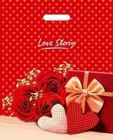 Пакет с вырубной ручкой (38х47+6)-60 Лав стори ламинат 50/500