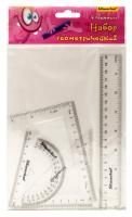 Набор чертежный средний линейка 20см 2 угольника транспортир Silwerhof 1/24