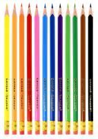 Карандаши цветные 12цв трехгранные заточ с ластиком Каляка-Маляка 1/12/240