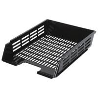 Лоток горизонтальный для бумаг сетчатый с пазами черный Basic Brauberg 1/14