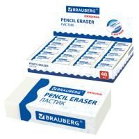 Ластик 38х20х10мм белый прямоугольный картон держатель Original BRAUBERG 1/40/1280