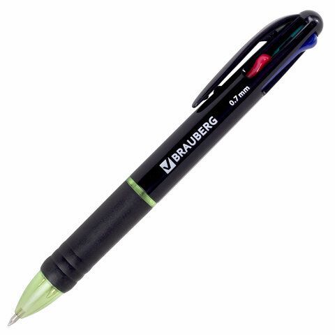 Ручка шариковая автоматическая BRAUBERG MULTICOLOR 4цв корпус ассорти 0,7мм 1/12/864 (Клиент)