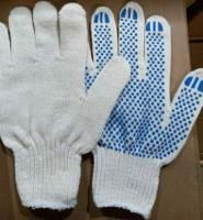 Перчатки ПВХ 6-нитка 7класс точка белые 10/250