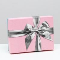 Подарочная коробка 16,5х12,5х5,2см Серебряный бант 5/200