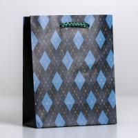 Пакет подарочный бумажный (12х15х5,5) ламинир Клетка 1/12