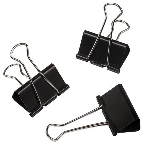 Зажимы для бумаг 41мм на 200л (12шт) черные в картонной коробке Staff 1/120