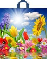 Пакет с петлевой ручкой (42х38)-37 Море цветов ПНД 50/300