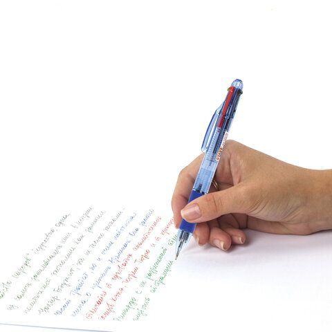 Ручка шариковая автомат 4-х цв линия 0,35мм STAFF College 1/12/1728