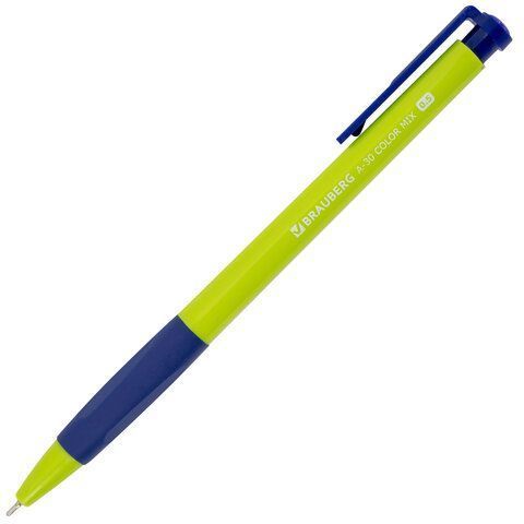 Ручка шариковая автомат синяя узел 0,5мм BRAUBERG A-30 COLOR MIX 1/50
