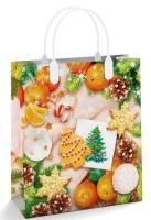 НГ Сумка пластиковая (23х27)-150 Зимний орнамент Интерпак 1/40