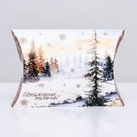 НГ Подарочная коробка 15х11х3см Зимний пейзаж 10/1050