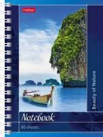 Записная книжка А6 80л гребень клетка обл мел картон Хатбер Пейзажи 1/6/120