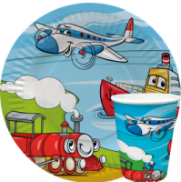 Тарелка картон с рисунком d-180 Веселый транспорт 100/1600