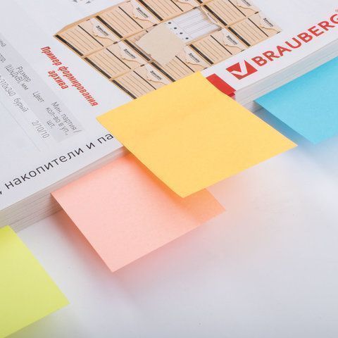 Блок самоклеящийся 38х51мм 50л (4шт) ассорти неон BRAUBERG  1/24/480