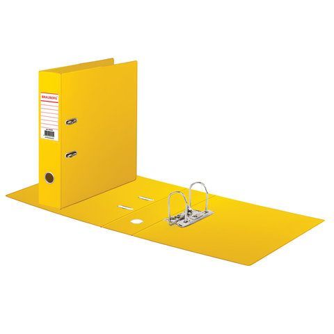 Папка-регистратор А4 70мм BRAUBERG с двусторон.покрытием из ПВХ, желтая 1/20