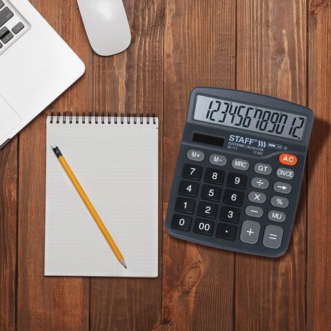 Калькулятор настольный STAFF PLUS DC-111 (180x145мм) 12 разр дв. питание + батарейка 1/1