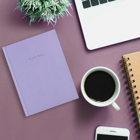 Блокнот 80л А6 110х147мм клетка твердый переплет сиреневый BRAUBERG Minimal 1/20