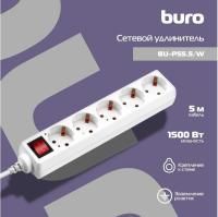 Сетевой фильтр 5м Buro BU-PS5.5/W 5 розеток белый (ПЭТ) 1/1