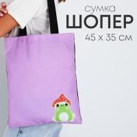 Сумка шоппер без молнии 35х40х0,5 сиреневая 1/90