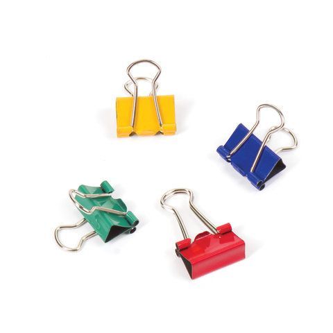 Зажимы для бумаг 15мм на 100л (12шт) цветные в картонной коробке BRAUBERG 1/12