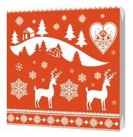 НГ Салфетки (33х33) 3-сл Новогодние олени на красном (20) 1/15