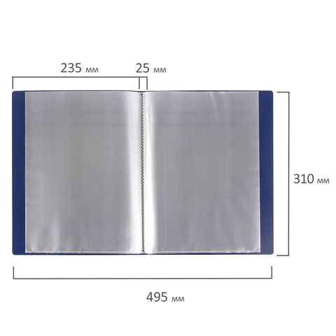Папка 40 вкладышей торц карман с бум встав BRAUBERG Стандарт синяя 0,7мм 1/30