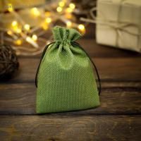 Подарочный мешок холщевый 10х14см зеленый 1/10 Подарочный мешок холщевый 10х14см зеленый 1/10