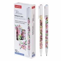 Ручка шариковая масляная синяя 0,7мм корпус ассорти Flora Хатбер1/12/144