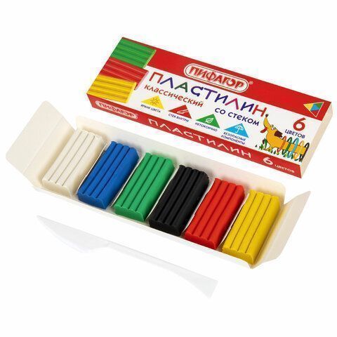 Пластилин 06цв 90г со стеком Веселая такса ПИФАГОР 1/56