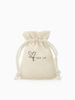 Подарочный мешок лен 7х9см бежевый Нежность 1/50