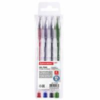 Набор гелевых ручек 4шт узел 0,5мм линия письма 0,35мм европодвес (син,чер,кр,зел) BRAUBERG Je 1/12