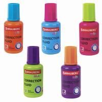 Корректирующая жидкость штрих 20мл флакон с кисточкой быстросохнущая MIX BRAUBERG 1/15