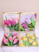 Пакет подарочный бумажный (26х32х10) Тюльпаны микс 1/12