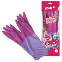 Резиновые перчатки с х/б напыл латекс хозяйств рифл пальцы Роза YORK L 12/48 