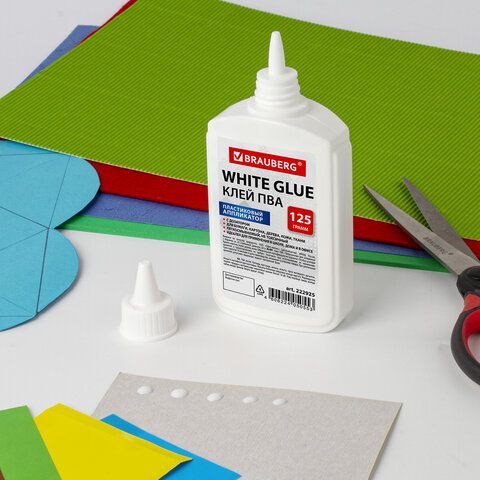 Клей ПВА 125г бумага картон дерево BRAUBERG 1/40