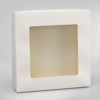 Коробка с окном 200х200х40мм картонная белая 1/20/660