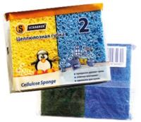 Губка бытовая (2шт) целлюлозная (губчатая) 110х70х20мм SCRABBER 1/36