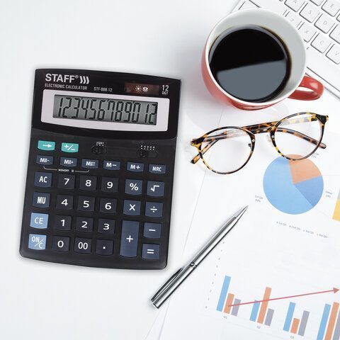 Калькулятор настольный STAFF STF-888-12 (200х150 мм) 12 разрядов двойное питание 1/10/40