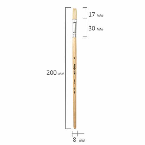 Кисть щетина плоская №8 ПИФАГОР 1/30/1200