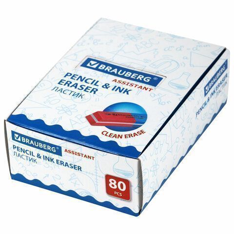 Ластик 41х14х8мм красно-синий, прямоугольный, скошенный Assistant 80 BRAUBERG 1/80