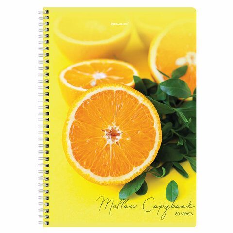 Тетрадь 80л А4 клетка гребень обложка картон Фрукты BRAUBERG 1/4/28