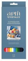 Карандаши цветные 12цв трехгранные с заточкой акварельные АРТформат 1/12